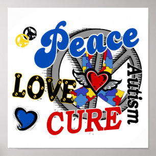 Poster Peace Love Cure 2 Autismo