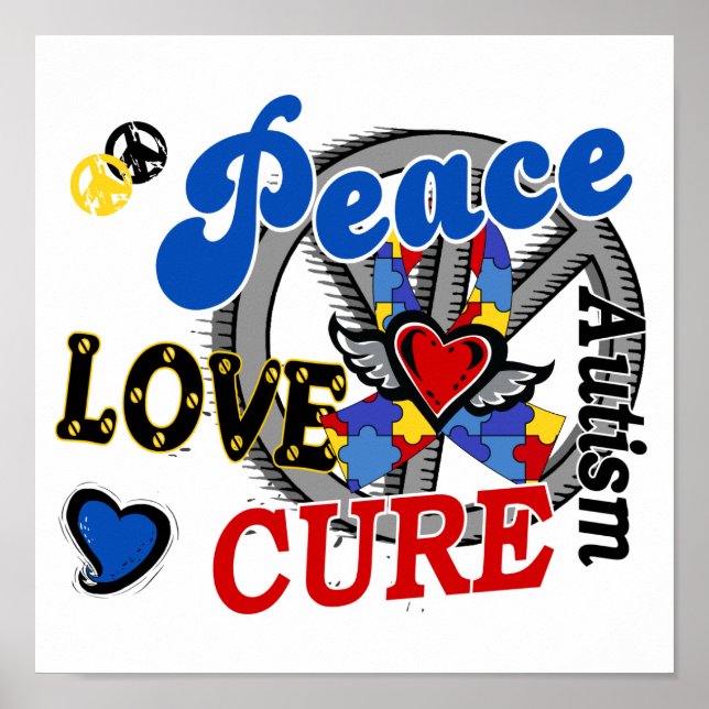 Poster Peace Love Cure 2 Autismo (Frente)