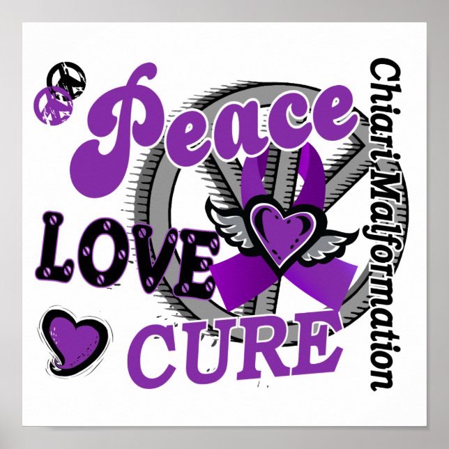 Pôster Peace Love Cure 2 Chiari Malformation (Frente)