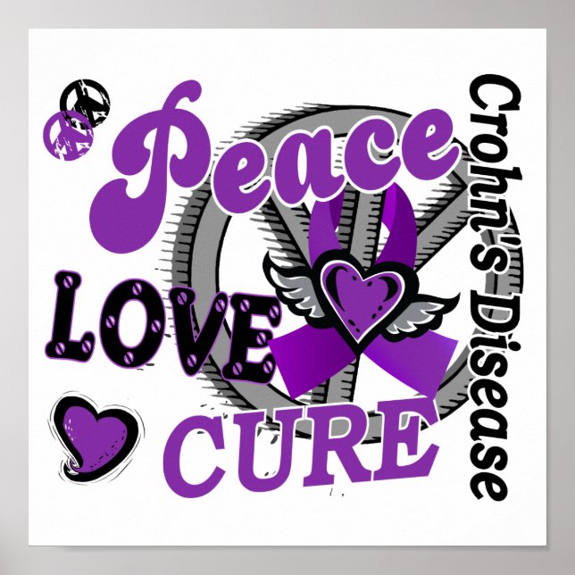 Pôster Peace Love Cure 2 Crohn's Disease (Frente)