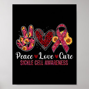 Poster Peace Love Cure Burgundy Friso Célula Falsiforme A