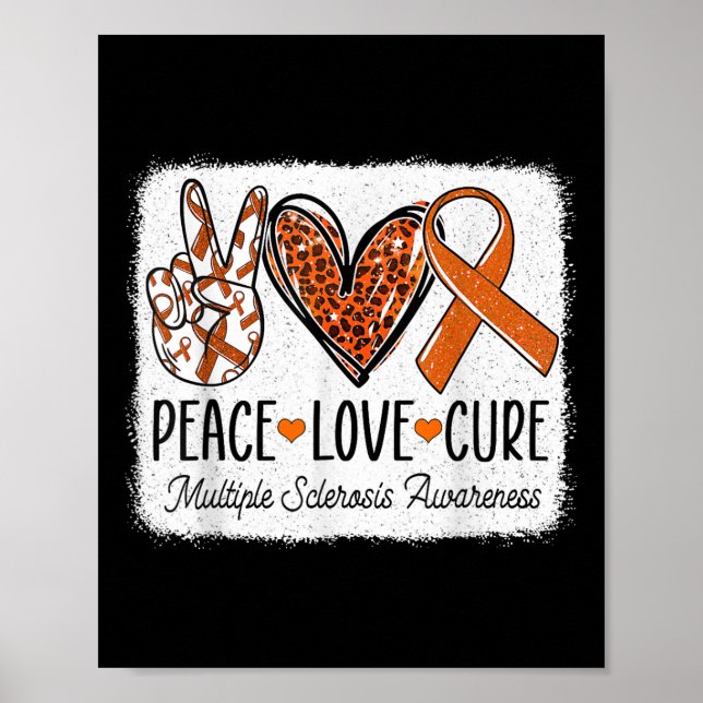 Poster Peace Love Cure Ms Warrior Multiple Sclerosis Awar (Frente)