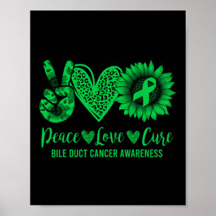 Poster Peace Love Cure Sunflower Bile Duct Cancer Awarene