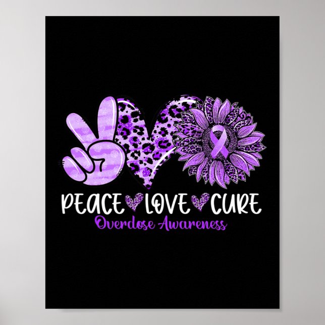 Poster Peace Love Cure Sunflower Lepard Overdose Awarene (Frente)