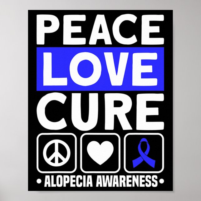Poster Peace Love Cure Support Alopecia Sensibilização Fr (Frente)