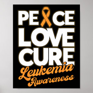 Poster Peace Love Cure Support Leukemia Sensibilização Fr