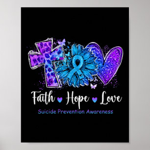 Poster Peace Love Cure Teal & Suicídio Roxo