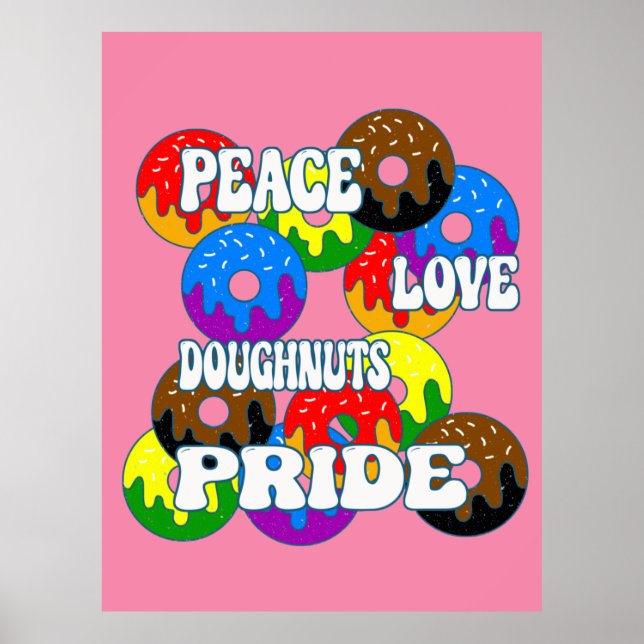 Poster Peace Love Doughnut Pride (Frente)