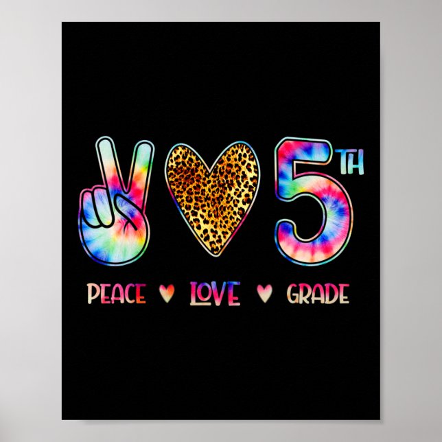 Poster Peace Love Fifth Grade Squad Back To School Gift  (Frente)