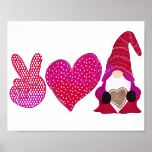Poster Peace Love Gnomo Sublimação do Dia dos Namorados