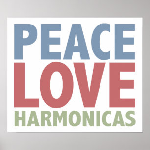 Pôster Peace Love Harmonicas