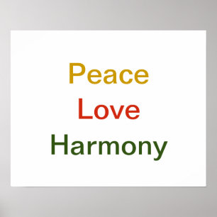 Poster Peace Love Harmony - ouro verde