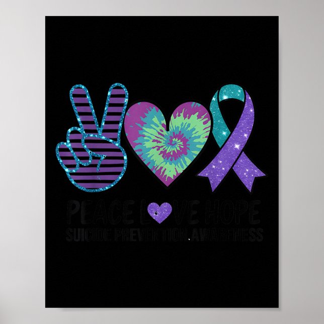 Poster Peace Love Hope Suicide Prevention Tie Dye Awarene (Frente)