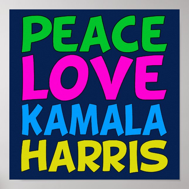 Poster Peace Love Kamala Harris Cute Blue (Frente)