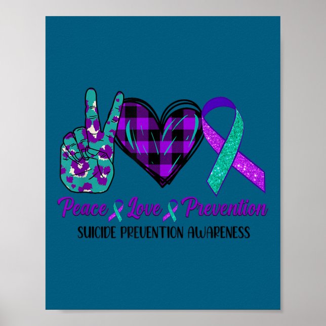 Poster Peace Love Life Suicide Awareness Womens Semi Colo (Frente)
