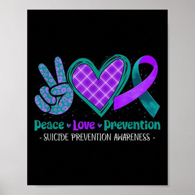 Poster Peace Love Life Suicide Prevention Awareness Purpl (Frente)