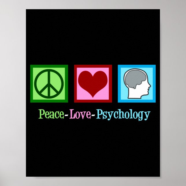 Poster Peace Love Psychology Cute Psychologist  (Frente)