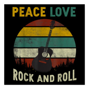 Pôster Peace Love & Rock & Roll Guitar Player V