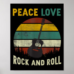 Poster Peace Love & Rock & Roll Guitar Player V