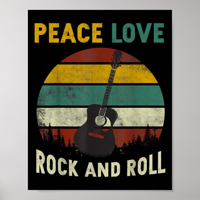 Poster Peace Love & Rock & Roll Guitar Player V (Frente)