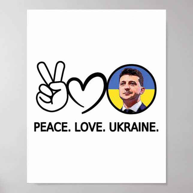 Poster Peace Love Ucrânia Volodymyr Zelensky Ucranianos S (Frente)
