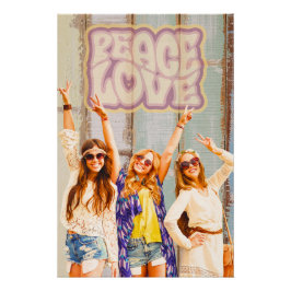 Pôster Peace & Love Vintage Vibes Poster