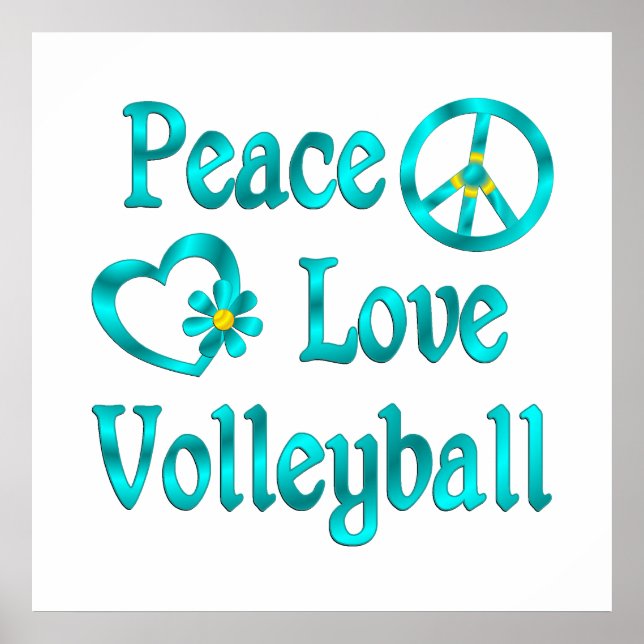 Pôster Peace Love Voleibol (Frente)
