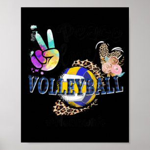 Poster Peace Love Voleibol Memaw Life Mãe Avó Leopa
