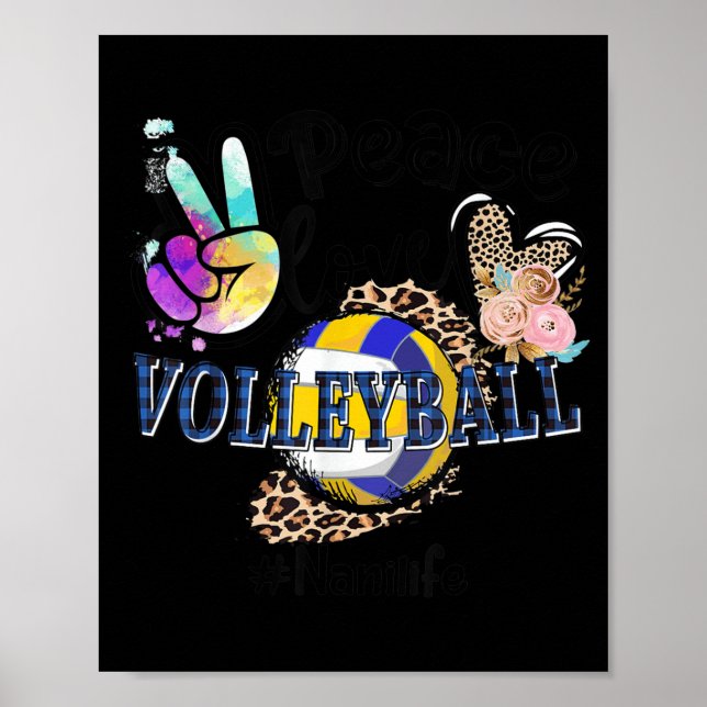 Poster Peace Love Voleibol Nani Life Mãe Avó Leopar (Frente)