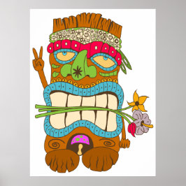 Poster Peace Lover, Floral Crazy Tiki Hippie