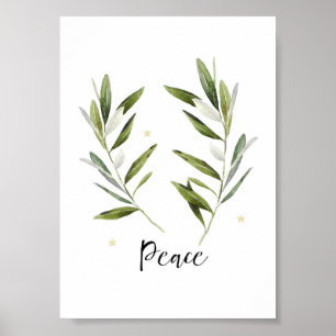 Poster PEACE olive leaf Natal Holidy color