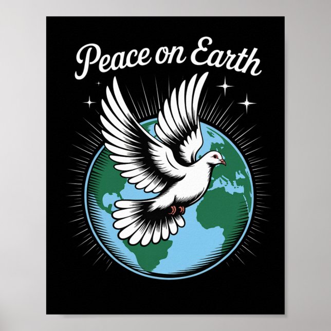 Poster Peace On Earth Dove And Globe Faith Christmas Spir (Frente)