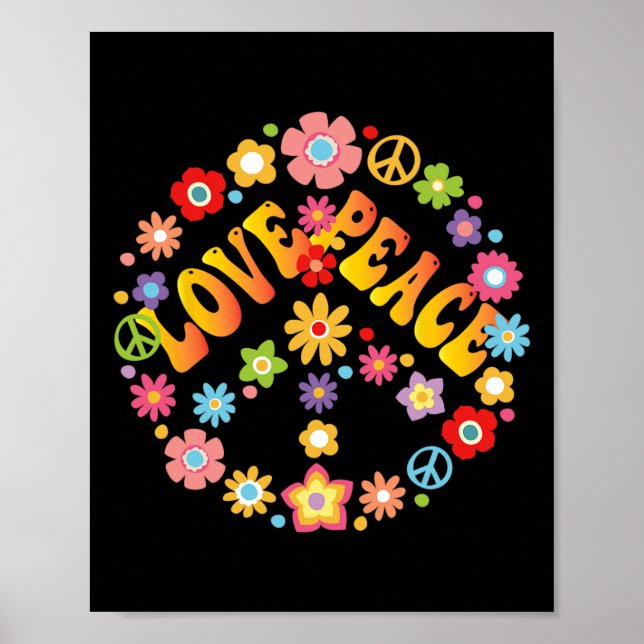 Poster PEACE SIGN LOVE 60s 70s Groovy Hippie Costume Hall (Frente)