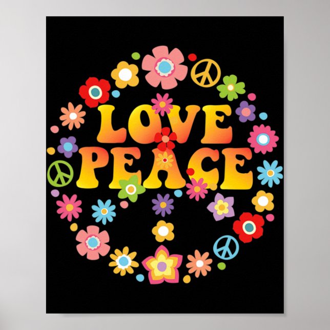 Poster PEACE SIGN LOVE 60s 70s Tie Die Hippie Costume (Frente)