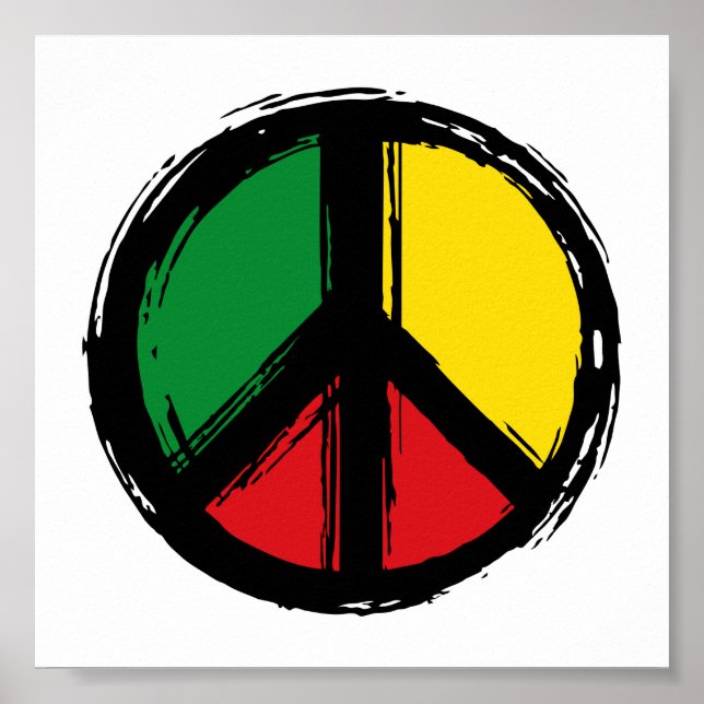 Poster Peace Symbol with reaggae colors (Frente)