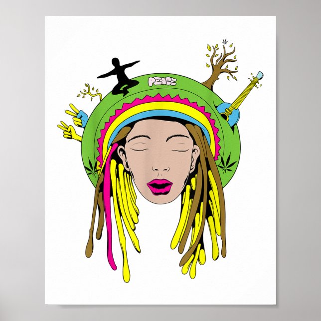 Poster Peace Woman Reggae Proteção Ambiental (Frente)