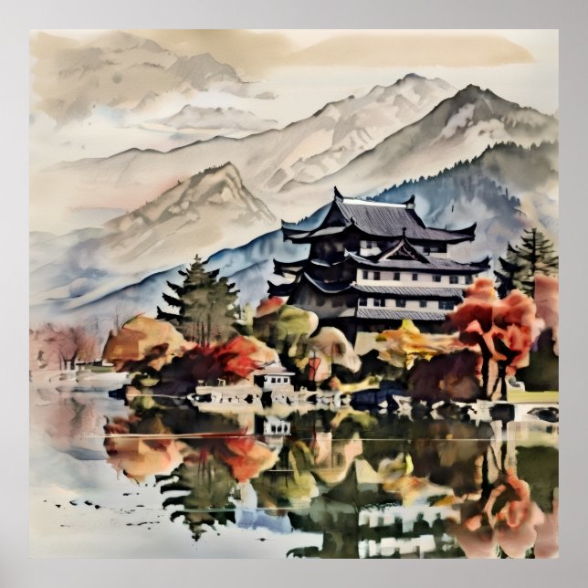 Poster Peaceful Mountain Castle (Frente)