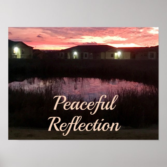 Poster Peaceful Reflection Sunset Over Pond (Frente)