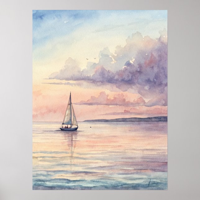 Poster Peaceful Sailboat Sunset (Frente)