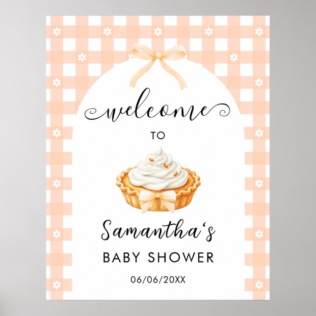 Poster Peach Coquette Pumpkin Pie Baby Shower Welcome (Frente)