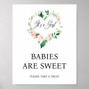 Poster Peach Floral Babs são Chás de fraldas doces