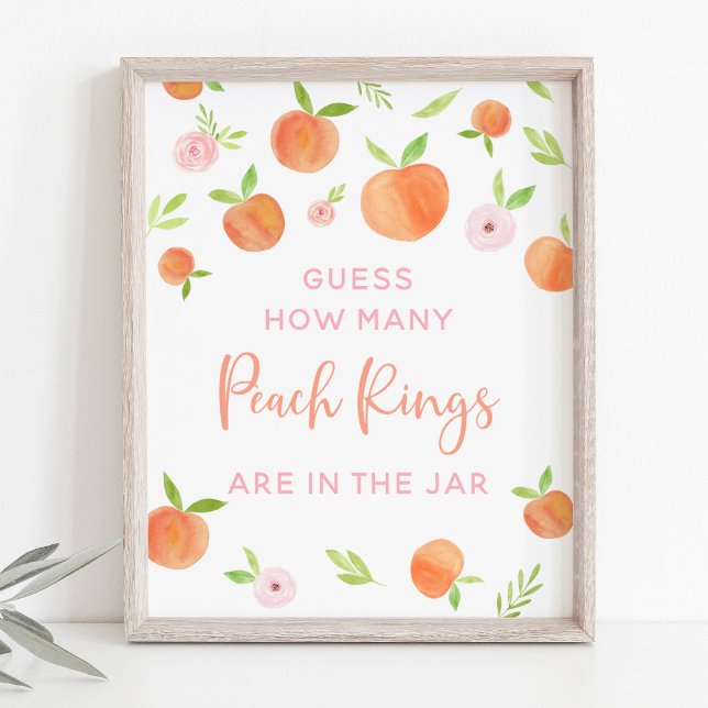 Poster Peach Floral Birthday adivinha quantos jogos (Criador carregado)
