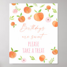 Peach Floral Birthday Tremendo Sinal