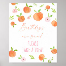 Poster Peach Floral Birthday Tremendo Sinal