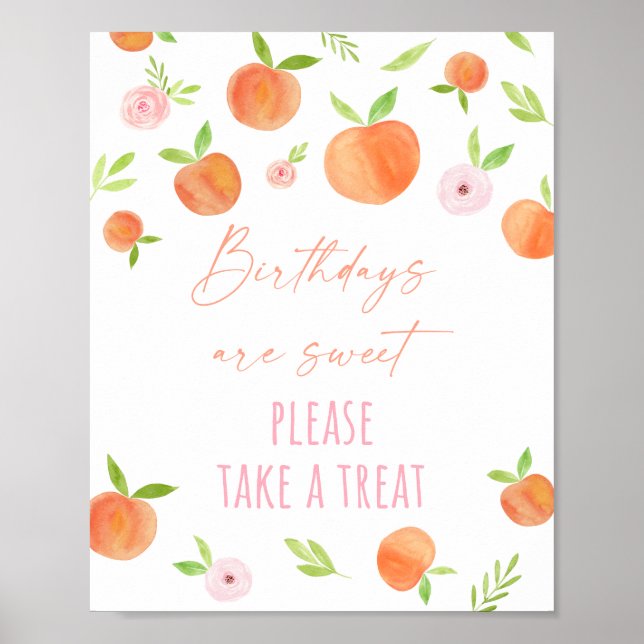 Poster Peach Floral Birthday Tremendo Sinal (Frente)