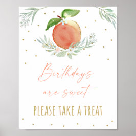 Poster Peach Floral Birthday Tremendo Sinal