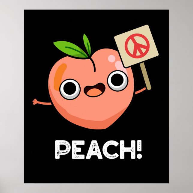 Poster Peach Funny Peace Fruta Pun Dark BG (Frente)