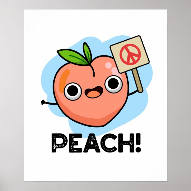 Poster Peach Funny Peace Sign Pun Fruta (Frente)