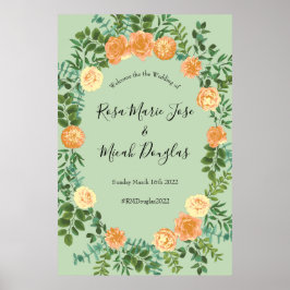 Poster Peach Green Wedding Primavera Pastel Floral