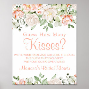 Poster Peach Ivory Floral Kisses - Sinal de Chá de panela